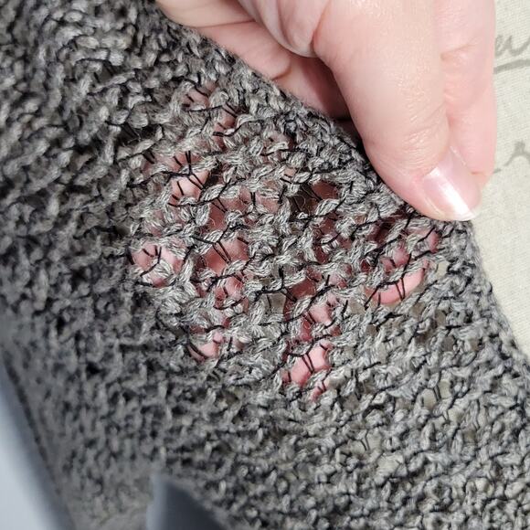 Helmut Lang Gray Alpaca Silk Linen Open Knit V-neck Longline Pullover Sweater MD - Picture 4 of 7